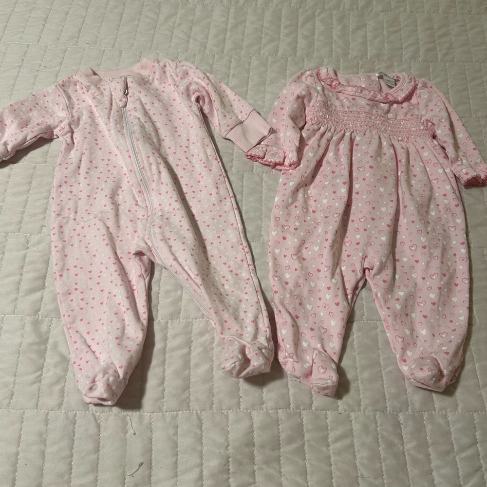 Newborn NB Kissy Kissy Pink Smocked Sleeper Bundle
